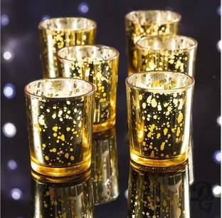 AGAMI (Pack of 6) Antique Golden glass Glass Set Hot Beverage Glass
