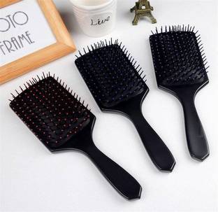 SANDIP Rectangular Cushion Paddle Hair Brush Large Paddle Cushion Hair Brush for Blow-Drying & Detangling - Comfortable Styling, Straightening & Smoothing-pack of 3