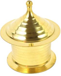 Real Craft Handmade Sindoor Dibbi/Kumkum/Golden Sindur Box, Round,Pack of 1 Decorative Showpiece  -  7 cm