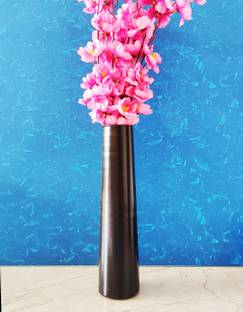 AGAMI Premium Look Minar Shape 12 inch Height Black Vertical Glass Pot for Folwers and Plants Glass Vase