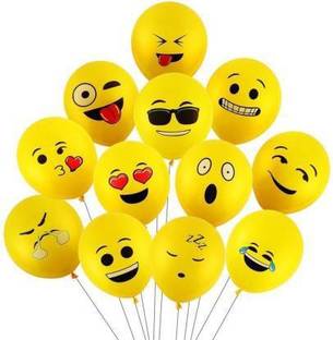 Flying Hub Printed Printed Emoji Latex Smiley Balloon Balloon (Yellow, Pack of 25) Good Set for Kids. Balloon