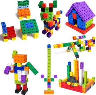 TechHark India's First Most Trading Geometric Cut-Outs for More Complex Patterning Activities Math-Link Cubes Activity Early Development Blocks for Kids [ Pack of 100PCs ]