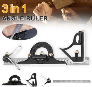 uptodateprouducts 300Mm 3 In 1 Adjustable Combination Ruler Ruler Protractor Measuring Tool Measuring Ruler Universal Angle Ruler Set Combination Square