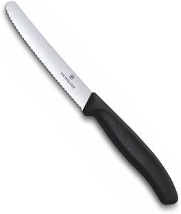Victorinox 1 Pc Stainless Steel Knife Kitchen Knife Wavy Edge 11 Cm-black