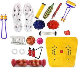 netclub 2000 216-1AS Acupressure Massager Tools Kit Combo With Finger Massager & Foot Roller Foot Mat Pyramidal Cuts Massager home gym fitness kit Mini roller finger shoe shole for Stress and Pain Relief (Natural Care) Massager