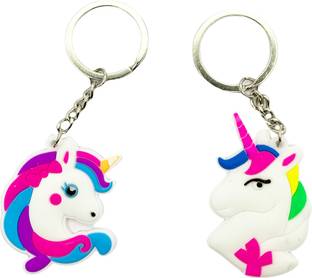 GLAZU Unicorn Design Silicone Keychain, Cute Key ring for school bag/car/cell phone (Pack of 2) Key Chain
