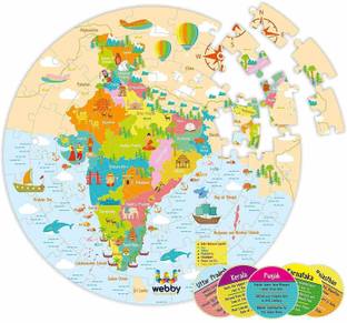 M Kids Educational Learning India Map Jigsaw Floor Puzzle Set of 60 Pcs