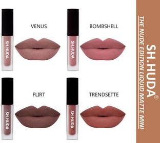 Sh.Huda beauty Nude Edition Long Lasting Sensational Liquid Matte Lipstick Non Transfer Set Of4 Nude Shades pack Quality