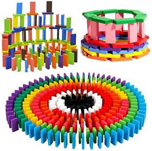 PRIYVI C Wooden Dominos Block Set for Kids, Educational Puzzle Play Game Toy (120 Piece)