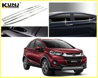 Kunj Autotech Stainless Steel Chrome Finish Window Lower Garnish for WRV Model 2017 onwrds Chrome Honda WRV i-VTEC S Side Garnish