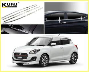 Kunj Autotech Stainless Steel Chrome Finish Window Lower Garnish for Maruti Swift 2011 - 2017 Models Model 2011 2017 Chrome Maruti Swift Side Garnish