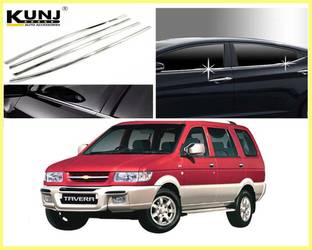 Kunj Autotech Stainless Steel Chrome Finish Window Lower Garnish for Chevrolet Tavera Model 2004 onwards Chrome Chevrolet Tavera Side Garnish