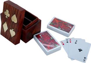ORTUS Boxes for Storage Playing Card Holder Artisan Crafted case for 2 Desk Brown for Vintage Cards, Collectible Cards, Poker Cards, Trading Card, Magic Cards, Tarot Card