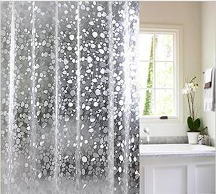 Groki 213.36 cm (7 ft) PVC Semi Transparent Shower Curtain Single Curtain