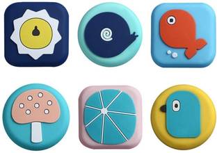 HEXONIQ Door Stopper Wall Protectors, Silicone Crash Pad Door Handle Protectors, Anti Collision Door Bumper for Door Handle Furniture Protecting Wall, Cabinets, Doorknobs (Random Pattern, Pack of 6) Wall Mounted Door Stopper