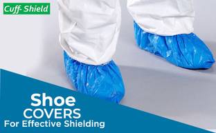 CUFF- SHIELD PE Shoe Cover (100 Pcs) for Multipurpose use Plastic Blue Boots Shoe Cover, Flat Shoe Cover, Toes Shoe Cover, High Ankle Shoe Cover, High Heeled Shoe Cover