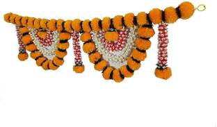 SHREYA-FASHION Yellow Marigold-Mogra Artificial Hanging Flower Toran Bandhanwar Yellow Marigold Artificial Flower