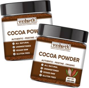 Vedarth Twin pack of Unsweetened & Natural Cocoa Powder for Making Chocolate Cake, Cookies, Chocolate Bread, Shake, Brownies, Chocolate Desserts (250 X 2) Topper