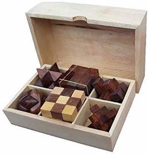 ORTUS Brain Teaser Puzzle Set, 6 Wooden Mechanical Puzzles Educational Board Games