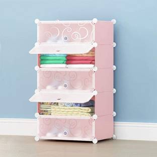 KROOH Plastic Cloth Almari Wardrobe 5-Door-5-Shelves Plastic Collapsible Wardrobe PP Collapsible Wardrobe