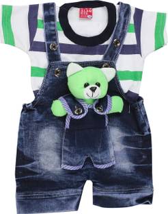 new gen Dungaree For Baby Boys Casual Geometric Print Pure Cotton