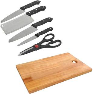 FLOOVI Wooden Chopping Board with 5 Pcs Knife Set Kitchen Tool Set