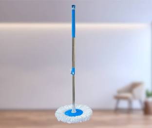 Livronic Your Helping Hand 360 Spin Rotational Length Adjustable Mop Stick Expandable Stainless Steel Mop Bucket Stick Rod with 1 Microfiber Head Refill for Home and Office Cleaning (Multicolor) Head and Refill