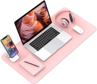 Dhvsam Desk Pad, 80 x 40 cm PU Leather Desk Mat, XL Extended Mouse Pad, Waterproof Desk Blotter Protector, Ultra Thin Large Laptop Keyboard Mat, Non-Slip Desk Writing Pad for Office Home Pink Non Slip Base Mousepad