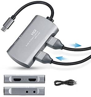 microware 4K Audio Video Capture Card, HDMI to USB C/3.0 Capture Card with Mic HD Loop Out, 1080P 60FPS Video Recorder for Gaming Live Streaming, Capture Device Compatible with Windows Mac/PS4/Nintendo Switch/Xbox (USB-C HDMI 4K) Media Streaming Device