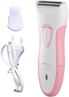 Kemei Ladies Cordless Electric Rechargeable Hair Remover Shaver epilator With Pop-Up Trimmer For Women  Shaver For Women