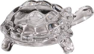 RIVES Crystal Turtle Tortoise for Feng Shui and Vastu for Career and Luck, Transparent, Standard Decorative Showpiece  -  6 cm