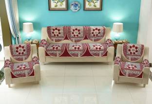 Nendle Polyester Floral 3+1+1 Seater Sofa Cover