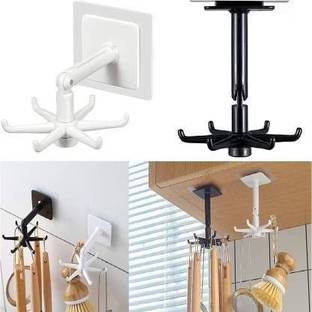 ILASARIYA Wall Mounted Utensil Hanging Rotary Hook Rack Swivel Hook (Pack of 1) Multicolour Towel Holder