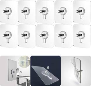 Qweezer Self Adhesive Nail Hook Pack of 10 For Wall Without Drilling ,Waterproof 10Kg Hook 10