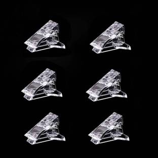 THR3E STROKES 6 Pcs Nail Tips Clip for Quick Building Polygel nail forms Nail clips for polygel Finger Nail Extension UV LED Builder Clamps Manicure Nail Art Tool (Clear)
