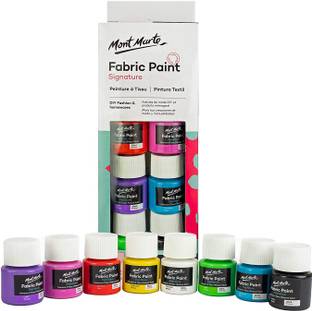 Mont Marte Fabric Paint Set - 8 Pieces x 20ml Permanent Textile Paints Colors - Ideal for Clothing, Bags and All Fabrics - Perfect for Beginners and Professionals