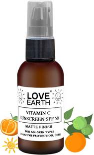 LOVE EARTH Sunscreen - SPF 50 Vitamin C Sunscreen SPF-50 For UVA, UVB Ray Protection