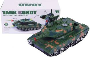 MeToy Robot Tank Toy for Kids with Bump & Go Action with Light & Music Automatic Transforming Deformation Combat Tank Transform Robot Toy