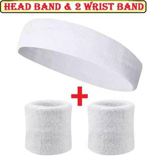 SLIMMY 2 White WRIST BAND & HEAD BAND FOR BOYS AND GIRLS , MEN & WOMEN Fitness Band