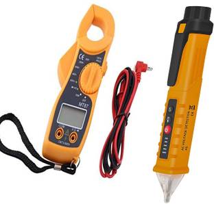 uptodatetools MT87 Digital LCD Clamp Meter For Electricity Ampere Measurement Voltage Tester with LED Flashlight, Buzzer Alarm, AC Voltage Detector Pen, Dual Range, Digital Multimeter