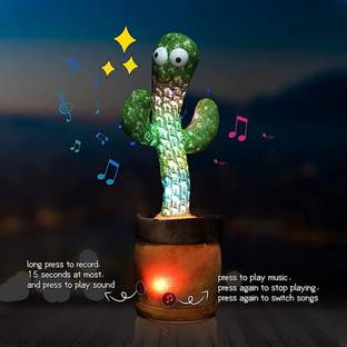 INDIAN LIFESTYLE Cactus Talking Toy Dancing Cactus Repeats What You Say,Electronic Plush Toy with Lighting,Singing Cactus Recording and Repeat Your Words for Education Toys,Singing Cactus Toy (120 Cheery Songs Included)