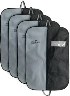 wini krafts 4 Non Woven Men's Coat Blazer, Foldover Breathable Garment Bag, (Grey Black,) 4