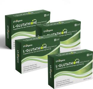 LA Organo L-Glutathione 600mg Reduced with Vitamin C Supplement for Skin Whitening Pack of 4