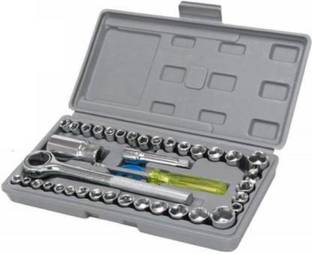 ALORNOR 40 PCS Combination Socket Wrench Set - 23 Hand Tool Kit 40Pc Multi Purpose Combination Socket Wrench Set Automobile Motorcycle Tool Box Single Sided Socket Wrench
