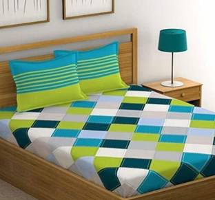 WELLONE 160 TC Cotton Double Jaipuri Prints Flat Bedsheet