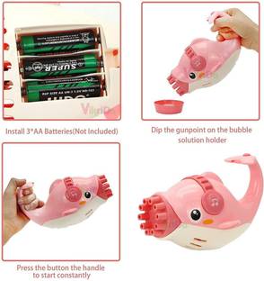 ANVIT Dolphin Gatling Bubble Gun, 10-Holes Electric Bubble Maker with 1 Bubble Solution