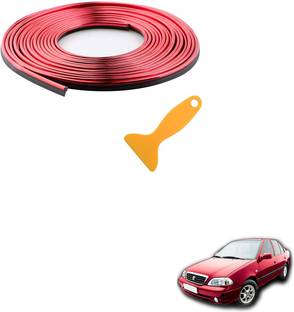 SEMAPHORE Car Interior Moulding Trim,3D DIY 5 Meter Decorative Moulding Red for Maruti Esteem Car Beading Roll For Window, Bumper, Grill and Garnish Cover, Door