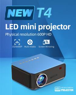 IBS T4 Wifi Mini Portable Projector With Screen Mobile Phone Projector Large Screen And Stereo Speakers (2400 lm / Remote Controller) Portable Projector