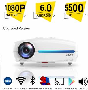 IBS S4 SUPER HIGH QUALITY IMAGE Android WIFI BLUETOOTH Native 1080P Full HD LED Projector 5500 Lumens 4D Correction Home Cinema Play Store, Apps Install, Compatible with TV Stick, Set Top Box, HDMI, VGA, USB, Laptop,GAMES (5500 lm / 2 Speaker / Wireless / Remote Controller) Portable Projector