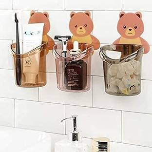 NKK Export Import (Set of 3 Pcs) Stand for Toothpaste, Comb, Brush Plastic Toothbrush Holder